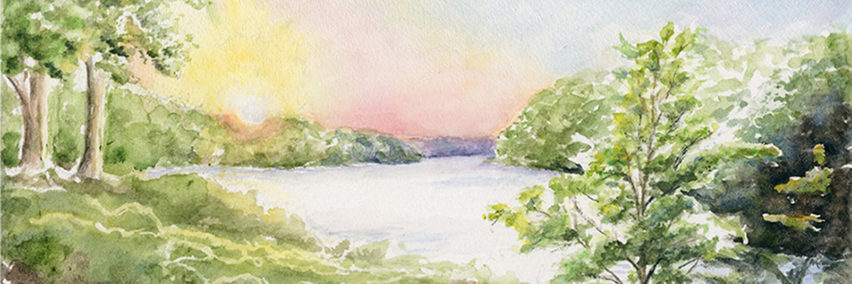 Sunset River James River Watercolor Painting