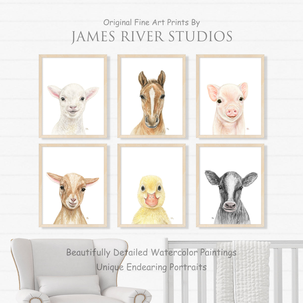 Farm Animal Portrait Print Set 6