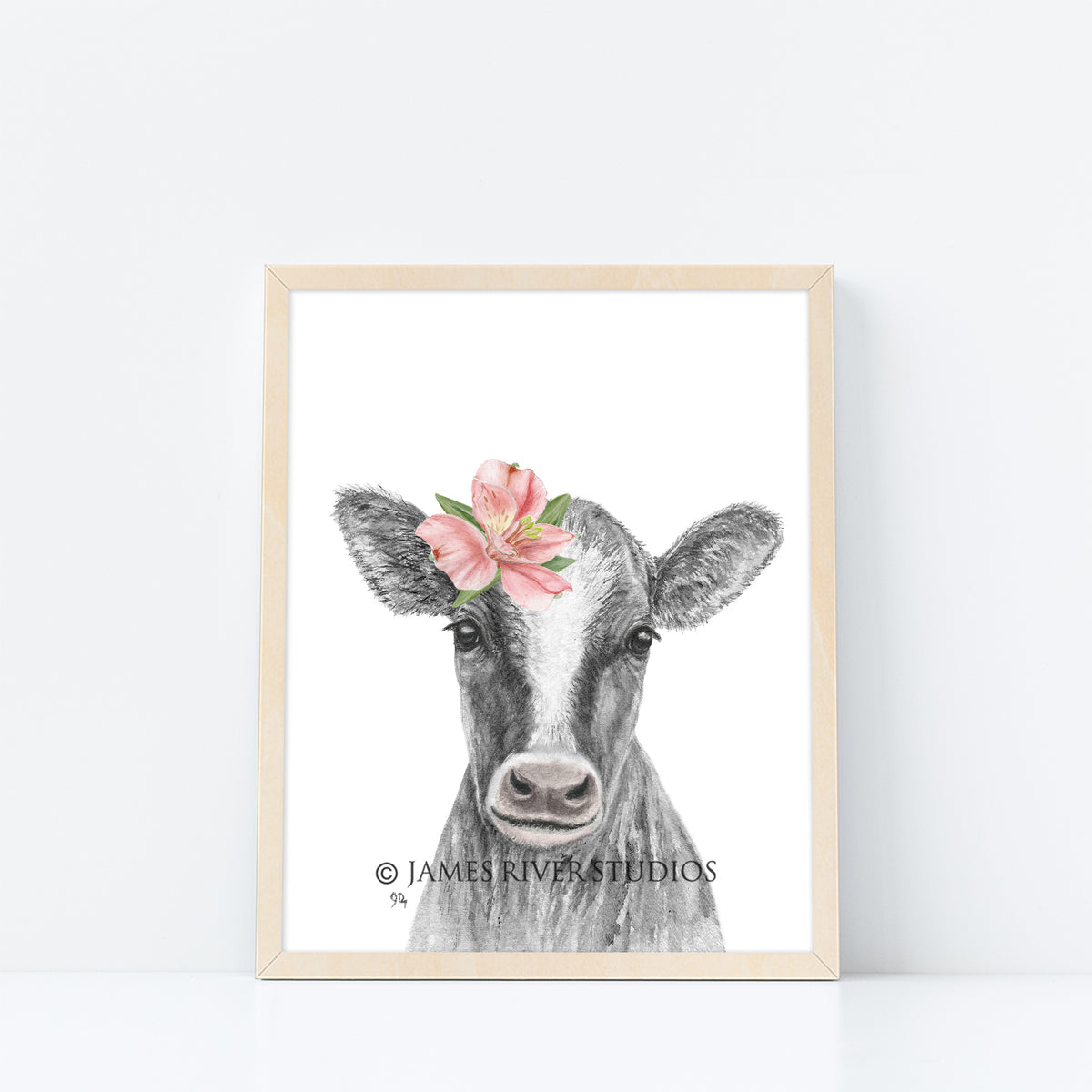 Farm Animal Portrait With Flowers Print Set 3