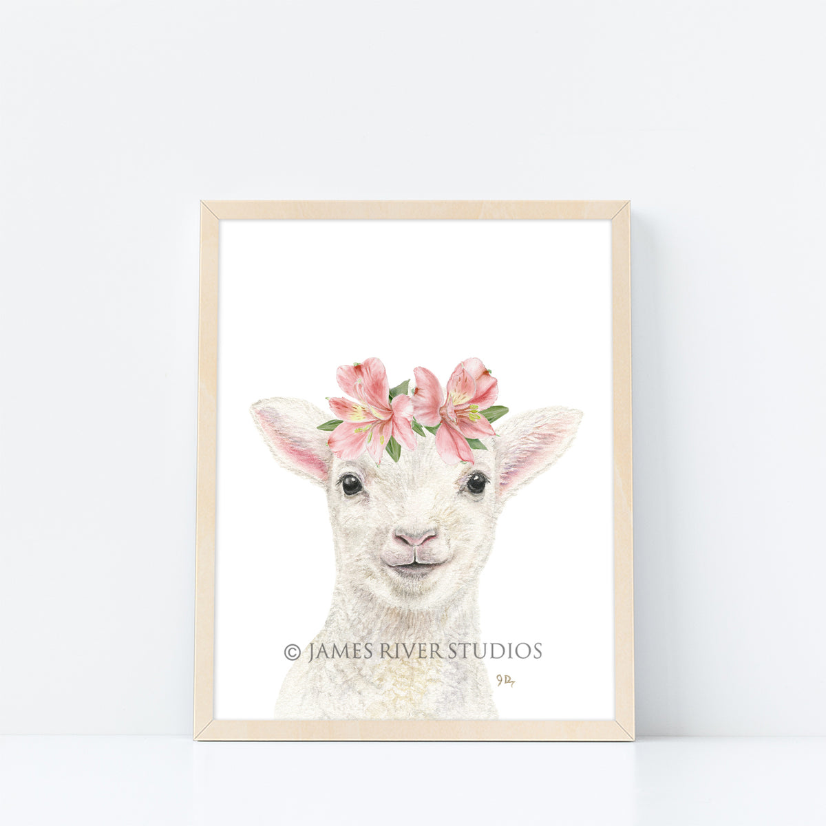 Farm Animal Portrait With Flowers Print Set 3