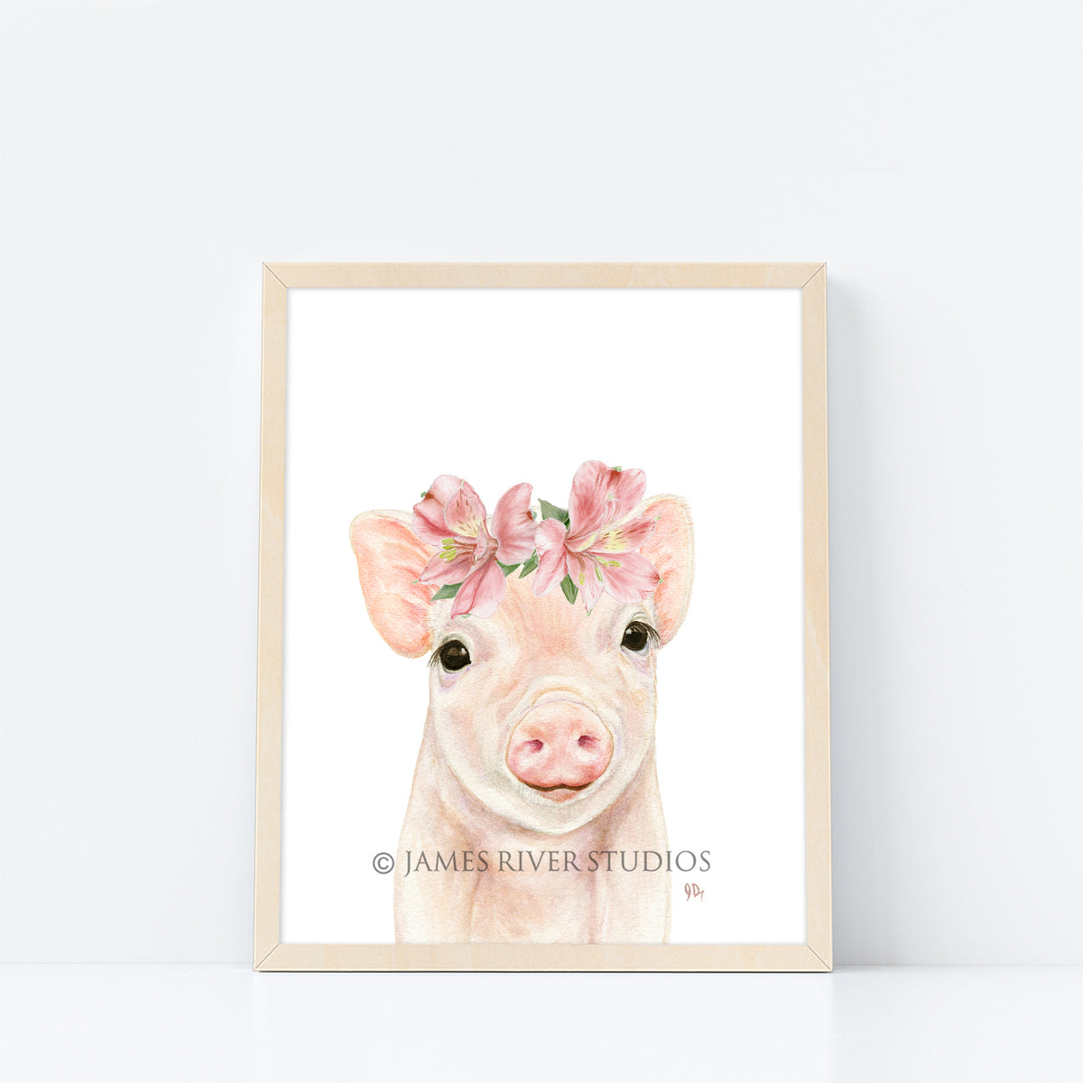 Farm Animal Portrait With Flowers Print Set 3