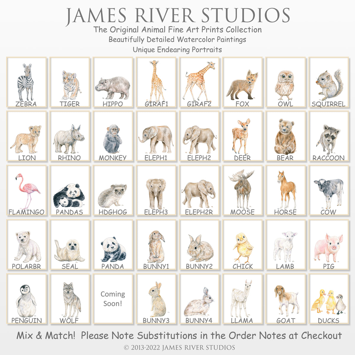 Farm Animal Prints Set of 3