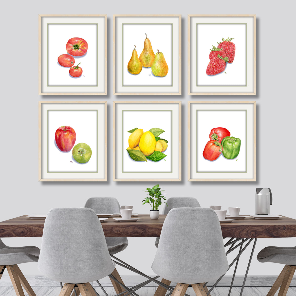 Fruit and Vegetable Prints Set of 6