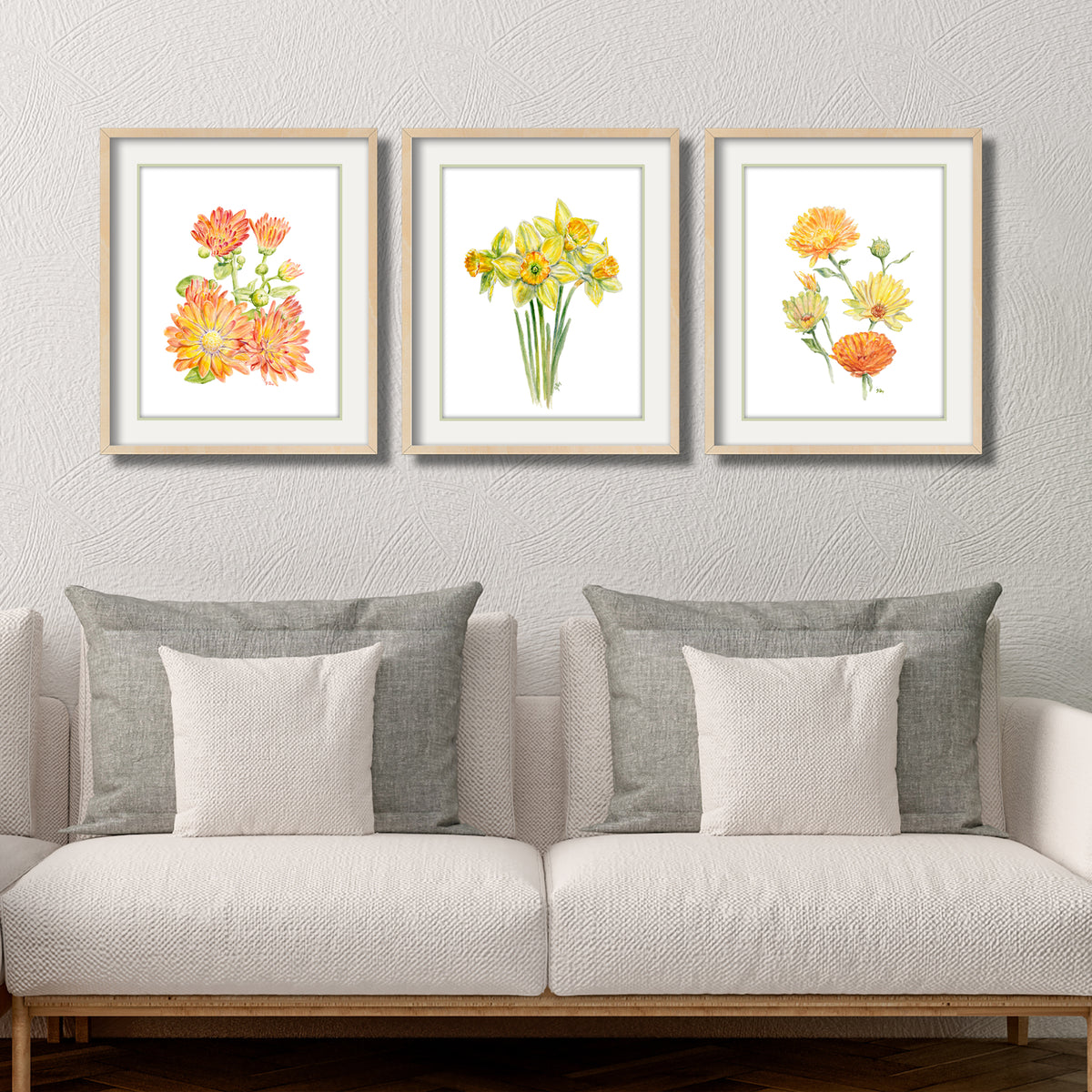 yellow flower floral watercolors paintings mums chrysanthemum daffodil coreopsis artworkco art prints