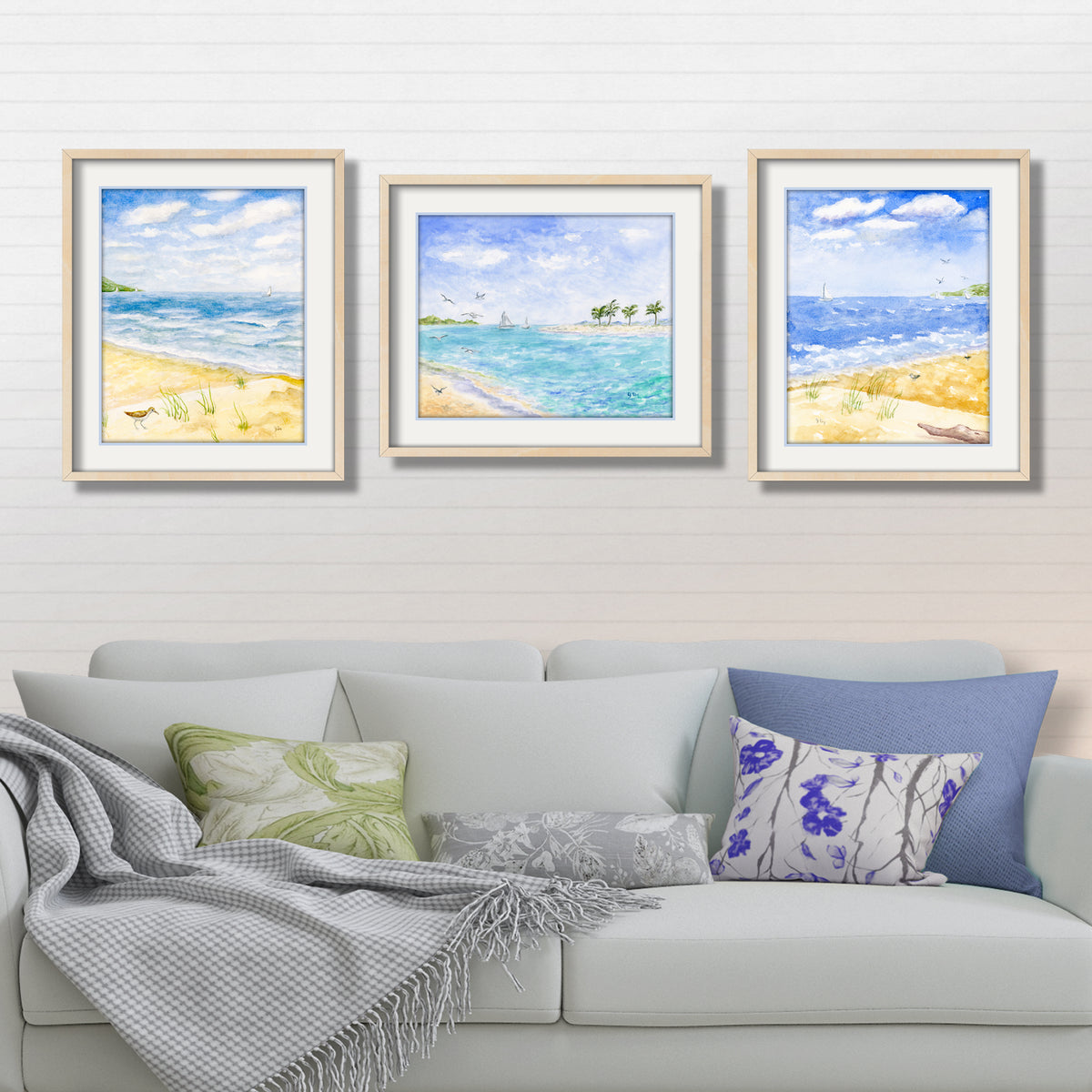 Beach &amp; Ocean Seacapes Prints Set of 3