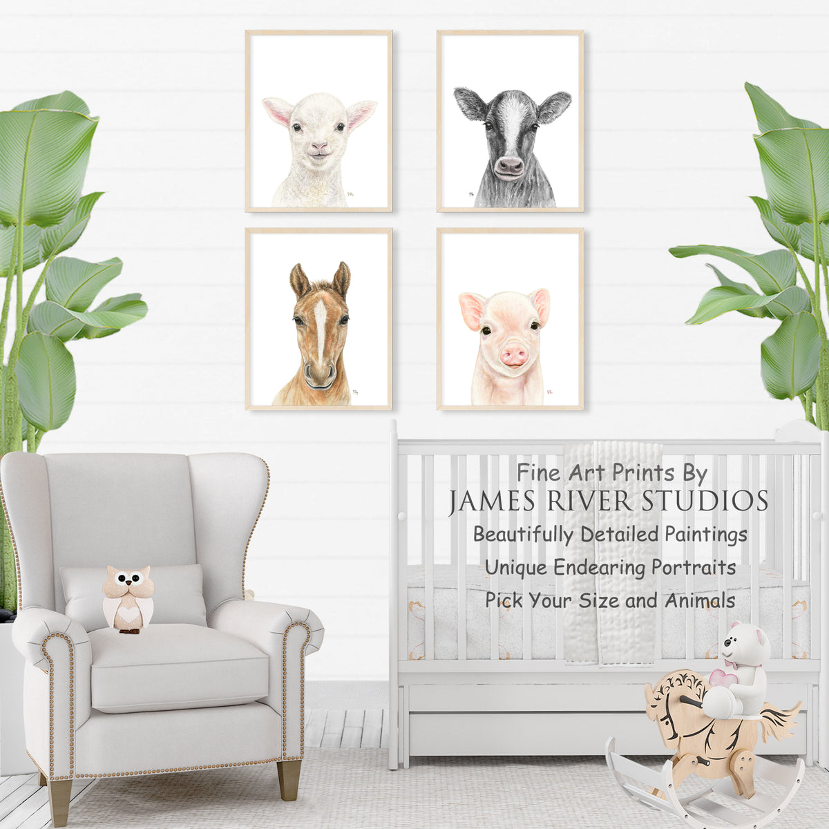 Farm Animal Portrait Print Set 4