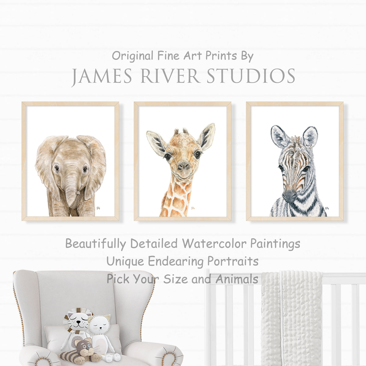 Safari Animal Portrait Print Set 3