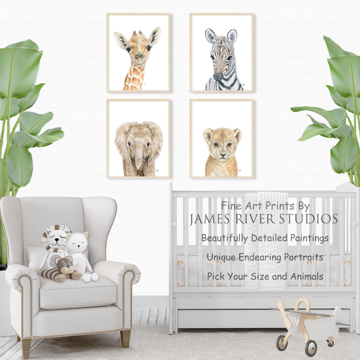 Safari Animal Portrait Print Set 4