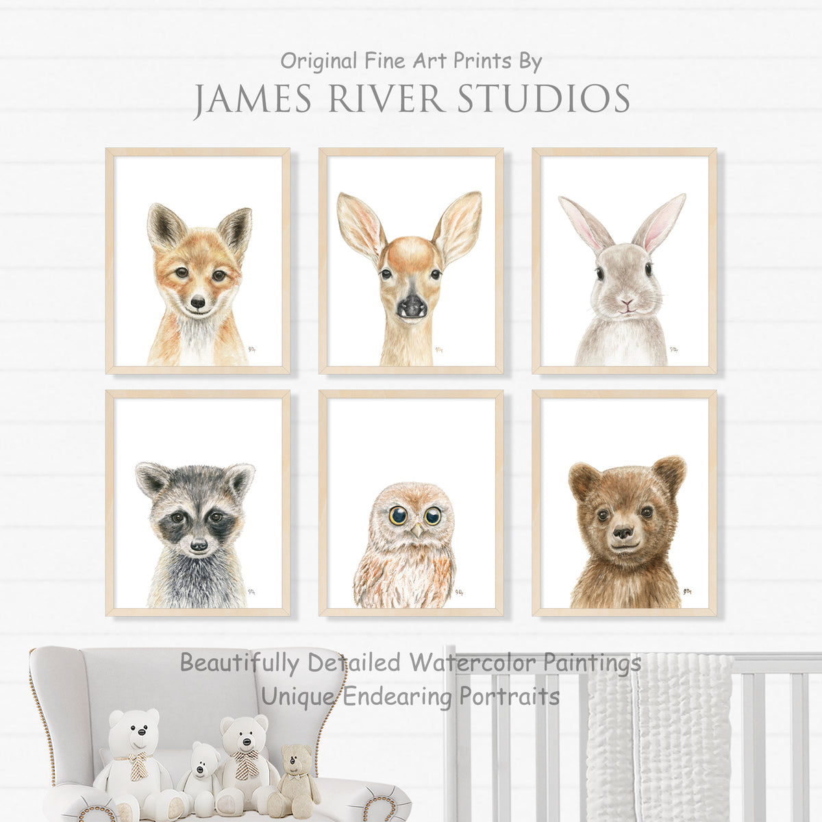 Woodland Animal Portrait Print Set 6