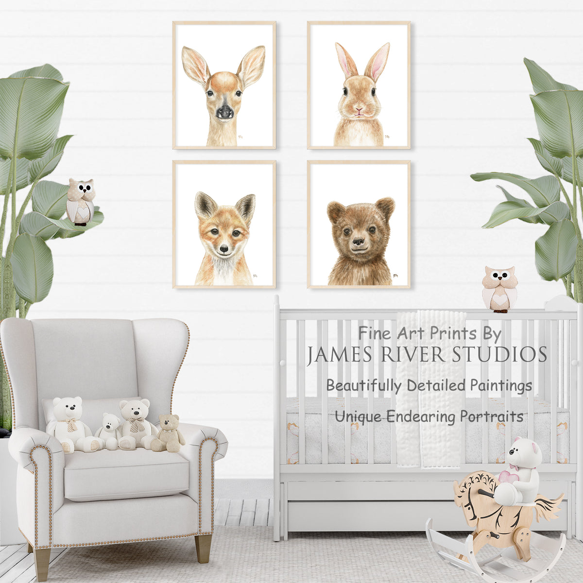 Woodland Animal Portrait Print Set 4