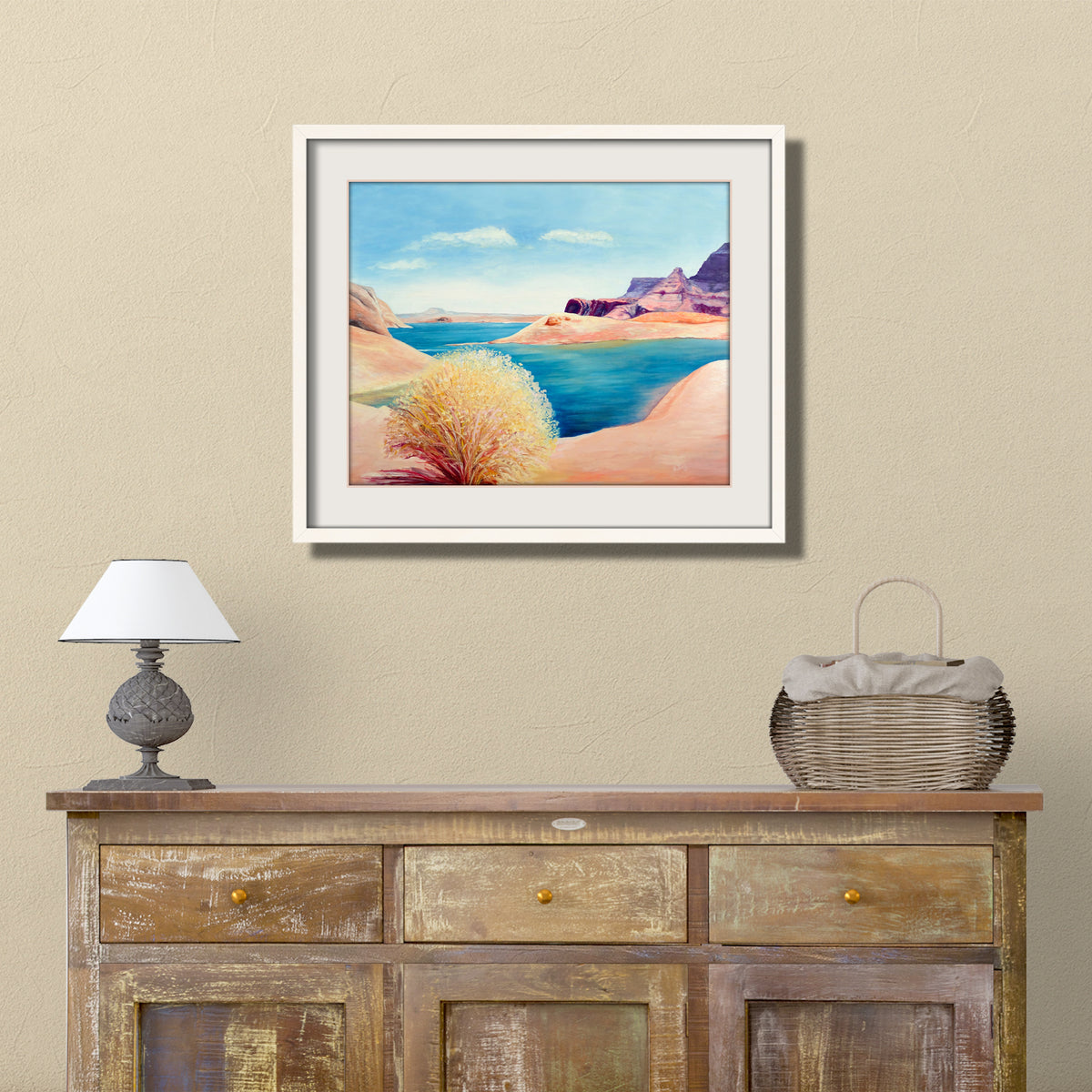 desert landscape painting lake wall art decor