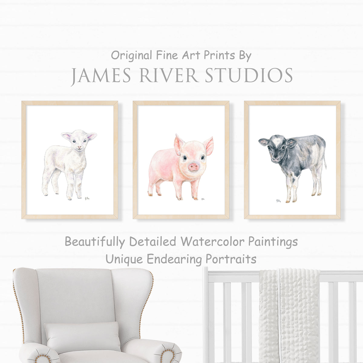 Farm Animal Prints Set of 3