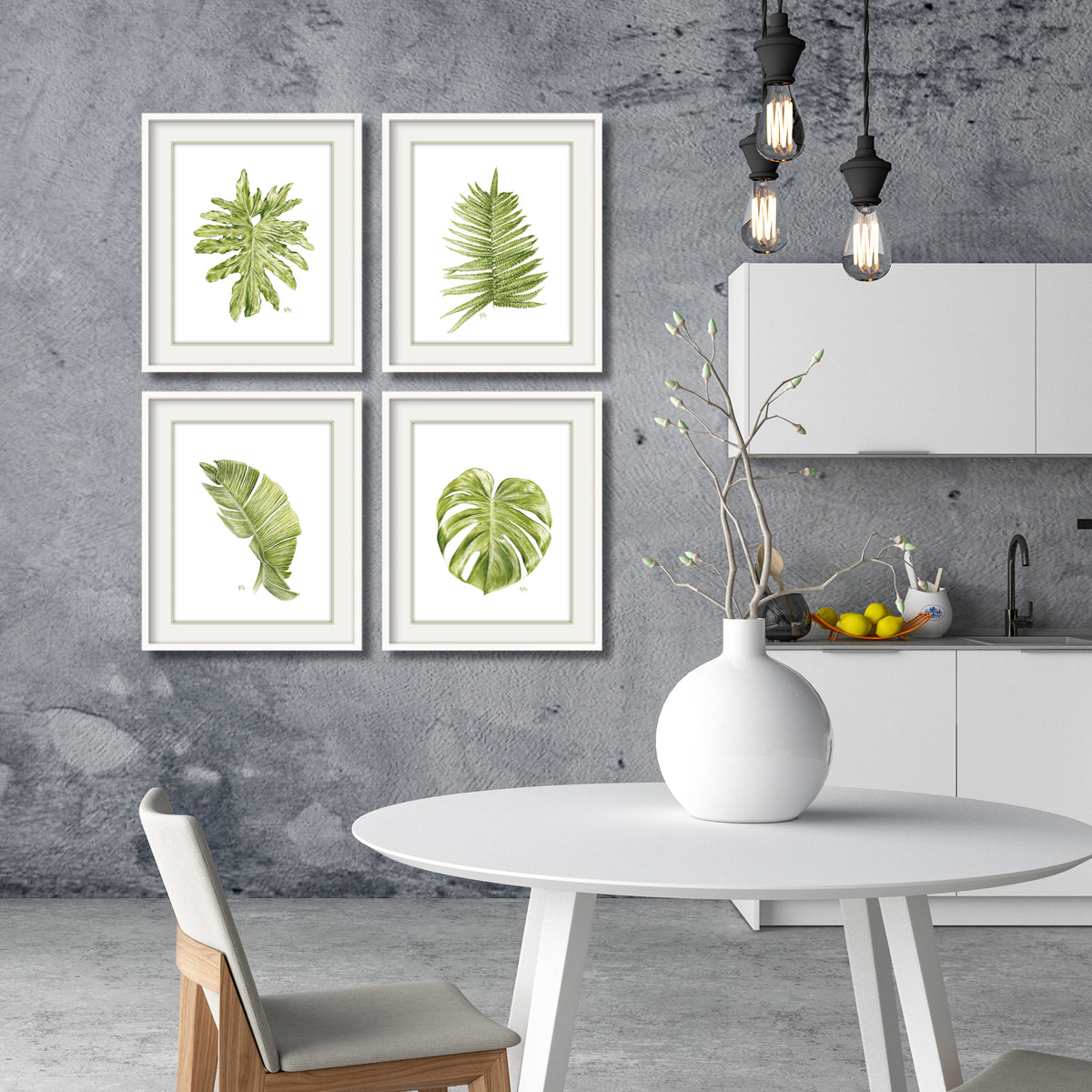 Tropical Leaves Print Set of 4